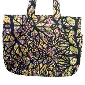 YakPak Vintage 90s Tree Lime Green Pink Fabric Tote Bag Purse